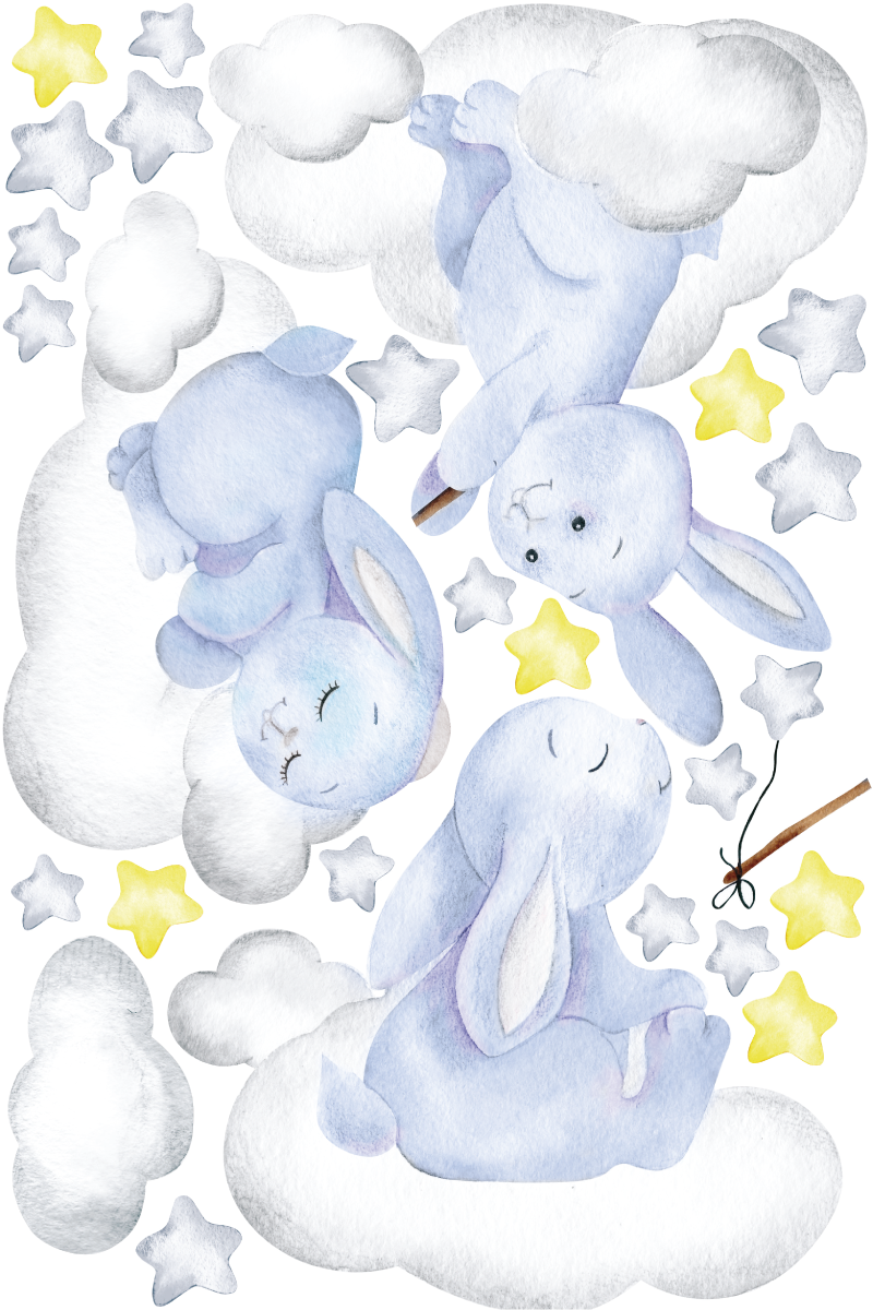 Ambiance-sticker Stickers lapins à la quête des étoiles