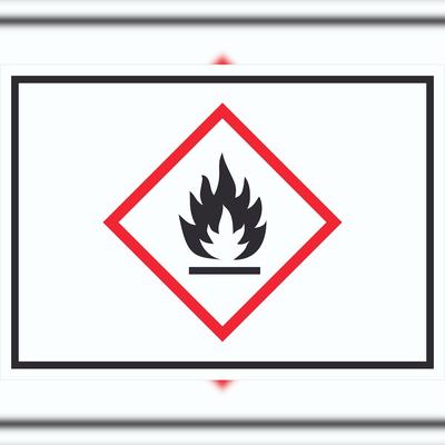 HB-Druck Schild Entzündbare Stoffe Symbol Flamme A5 (148x210mm)