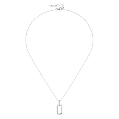 Kette mit Anhänger FIRETTI "Schmuck Geschenk Silber 925 Halsschmuck Ankerkette Anhänger ovalförmig", silber (silberfarben, kristallweiß), Halsketten, Damen, Silber 925 (Sterlingsilber), L: 45 B: 1,1mm, mit Zirkonia (synth.), B:1,1mm
