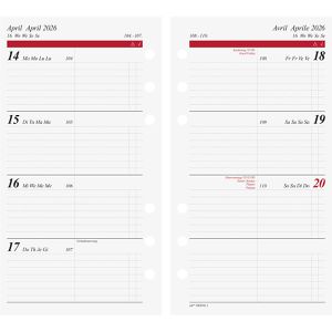 Rido-Ide Kalendereinlagen 7066910006, Jahr 2026, 1 Woche auf 2 Seiten für Systemplaner Timing 2, A6