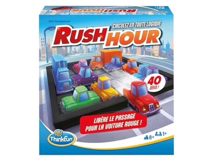 ThinkFun - Rush Hour - Logicaspel - Puzzel - Verkeersopstopping - 40 uitdagingen 4 levels - 1 speler of meer - vanaf 8 jaar - Ravensburger - 76600 - Gemengd - Franse versie