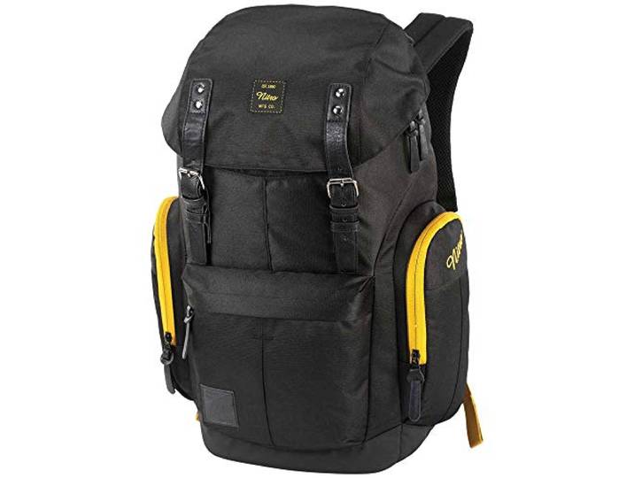 Daypacker Alltagsrucksack im Retro Look mit Gepolstertem Laptopfach, Schulrucksack, Wanderrucksack oder Streetpack, 32 L, Golden Black