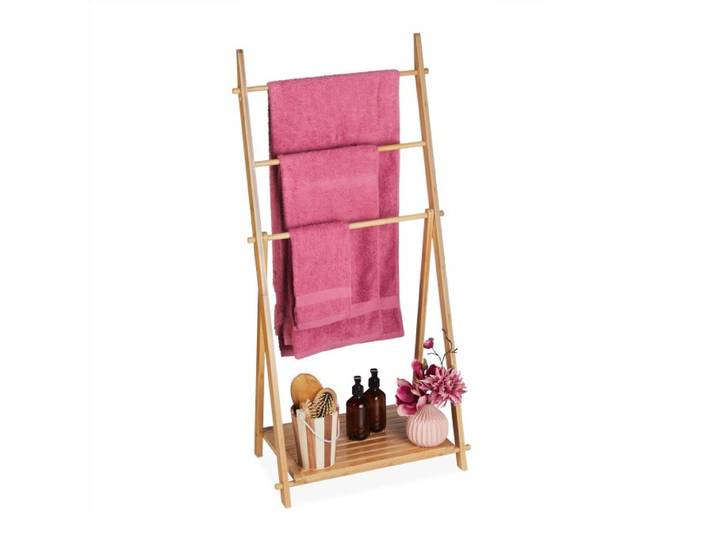 Relaxdays Bambus Handtuchleiter mit Ablage