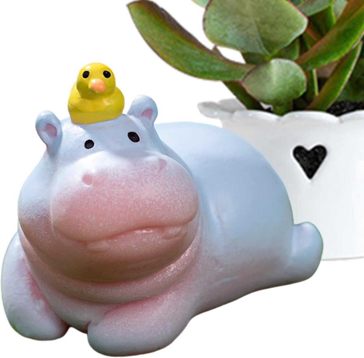 Grijs Nijlpaard Beeldje - Charmant Dieren Figuur voor Huisdecoratie - 2,6 x 2,5 cm