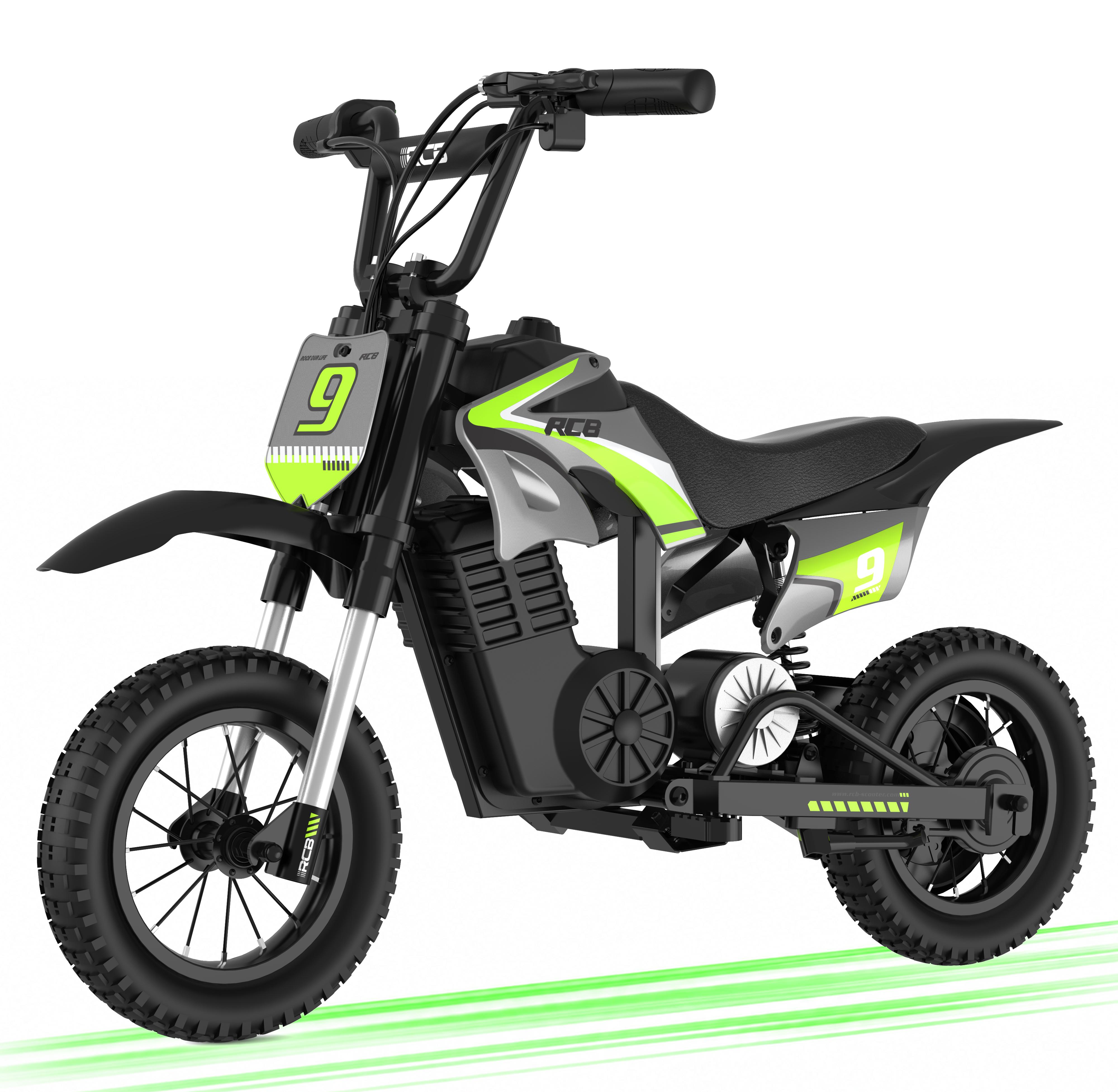 RCB R9X PRO Elektro Motorrad Kinder, Elektromotorrad mit 350W Motor, 16KM Lange Reichweite, Bunte Lichter, Moto Cross für Kinder von4-12 Jahren