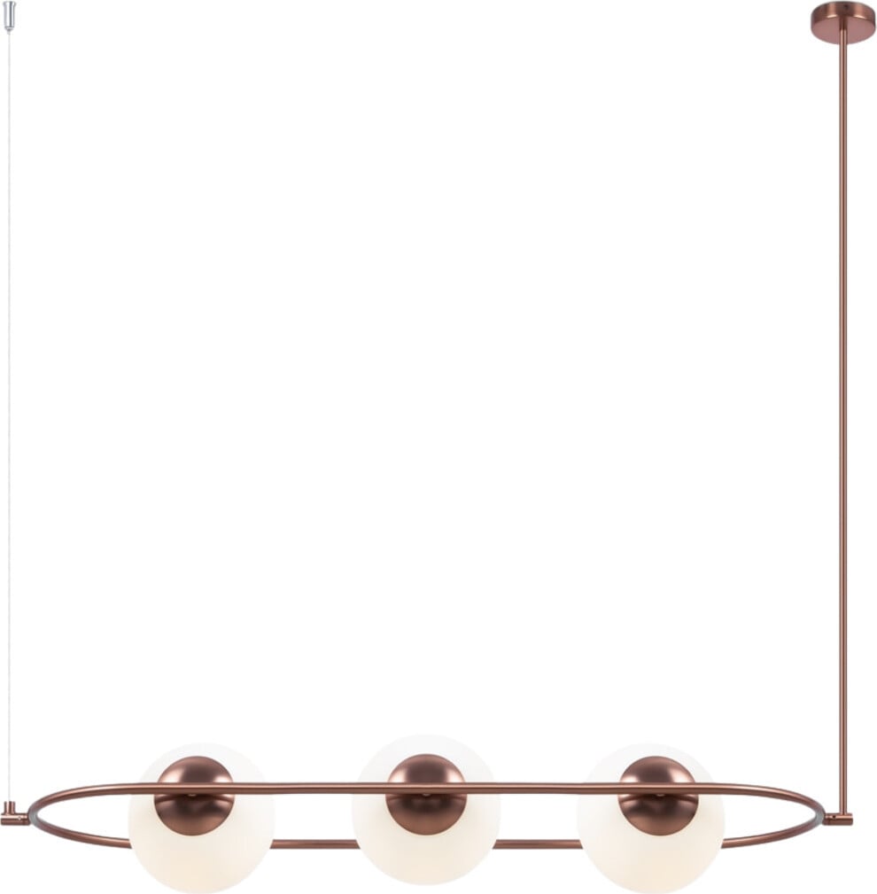 Koperen hanglamp Erich von Maytoni met 3 glazen bollen, dimbaar, E14, 40W
