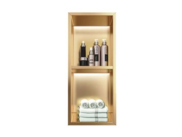 Wunilatev Regal für Duschwandnische Eingelassene Duschnische aus Edelstahl Mehrfarbig + Badaufbewahrung in mehreren Größen(Gold,29x70x12.5cm)