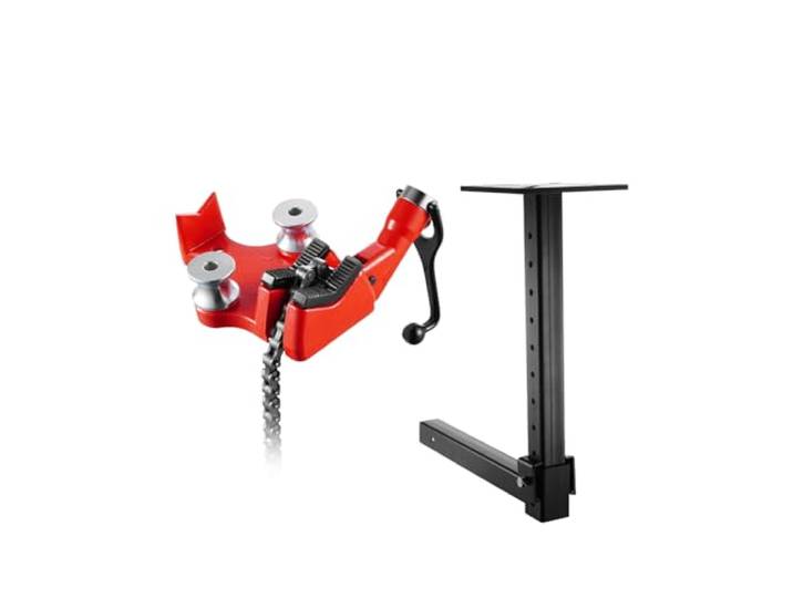VEVOR Étau à Chaîne d'Établi à Vis de Tuyaux 3\,175-127 mm avec Chaîne Robuste 660 mm\, Base en Fonte\, Support de Plaque d'Étau Attelage\, Hauteur Réglable sur 9 Niveaux\, Convient aux Récepteurs 50x50 mm