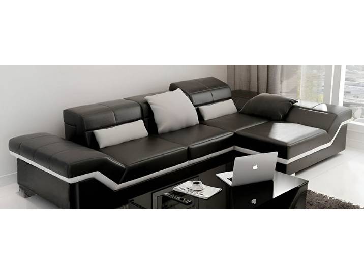 JVmoebel Ecksofa Elegantes schwarzes Ledersofa mit USB-Anschlüssen und Komfort, Made in Europa