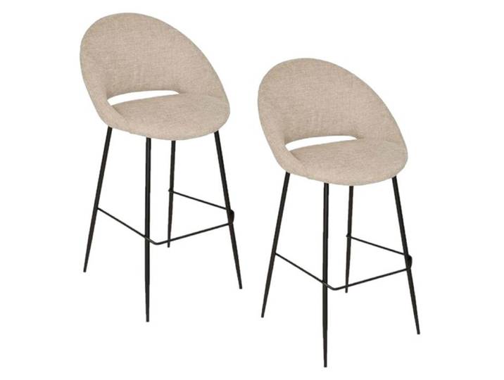 Toilinux - Lot de 2 tabourets de bar AMAGO - Beige