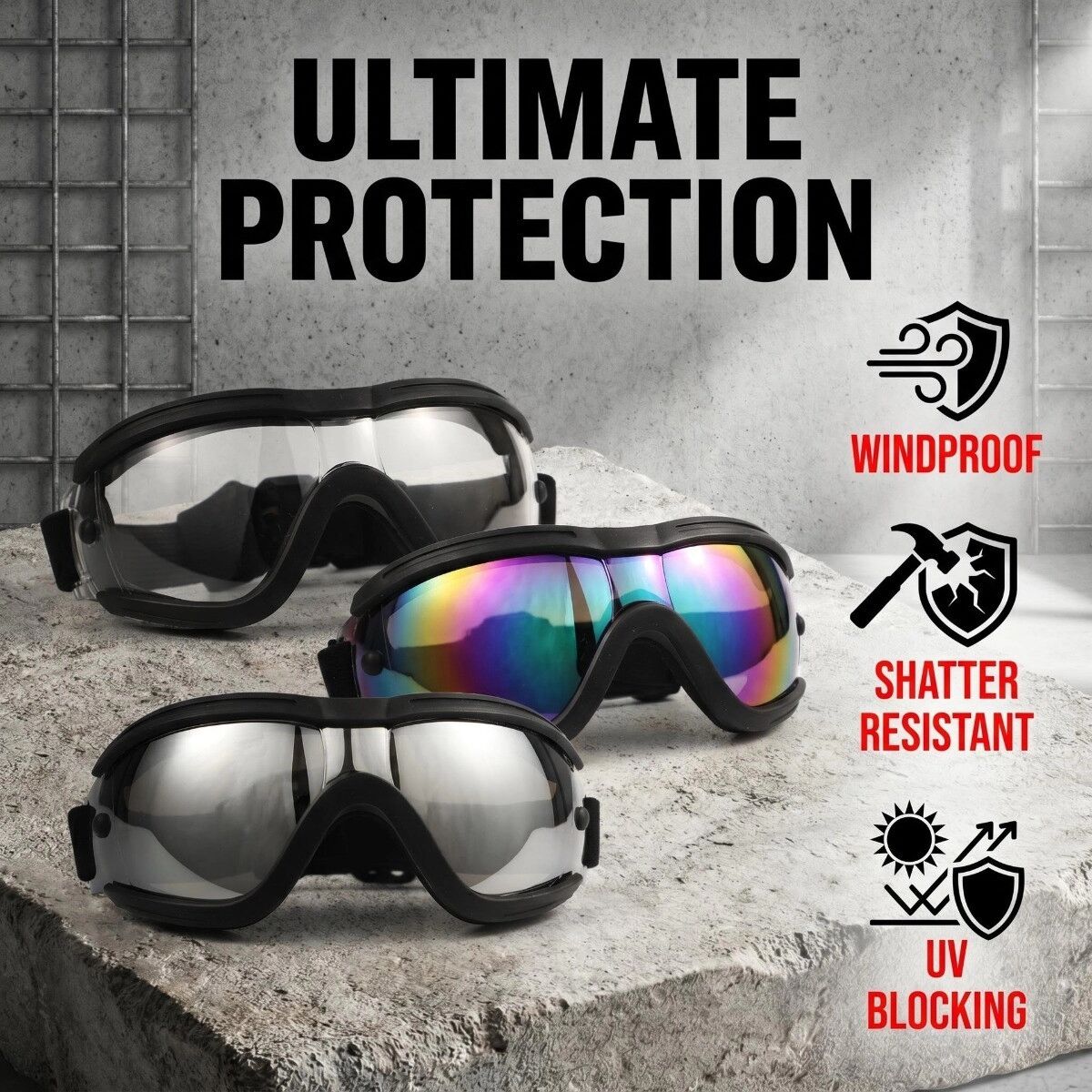 INF Lunettes de Protection UV400 pour Chien - Lunettes Anti-Impact en TPU avec Cadre Rembourré et Sangle Réglable, Blanc