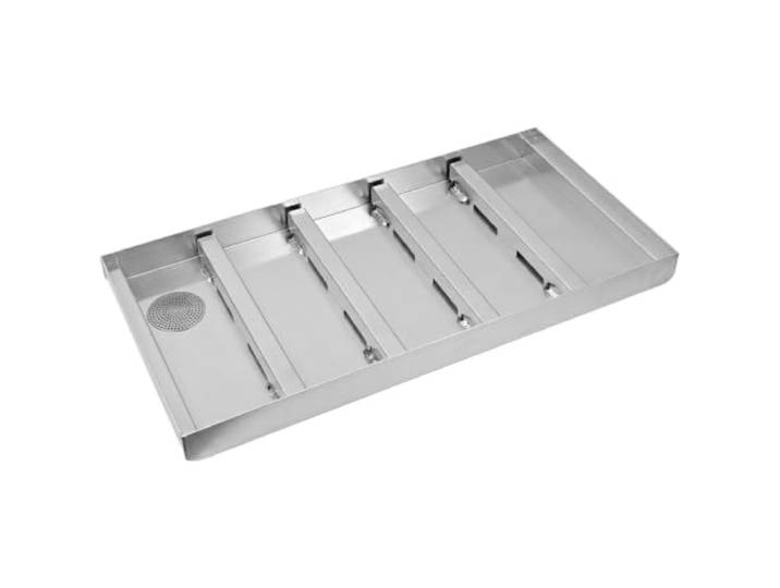 Emco Schmutzfangwanne Aluminium, 75 mm, für Fußabstreifer, Größe:100x50cm Ablauf DN50 mit Sieb, für Eingangsmatten & Gitterroste mit Höhe 20–22 mm, Bodenwanne für hohe Schmutzaufnahme & Feuchtigkeit