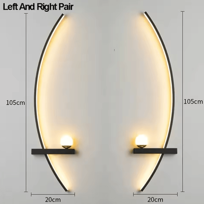 Inspire Curations Modern Black Moon Symmetry LED Wall Lamp left Right 105cm dimmable rc