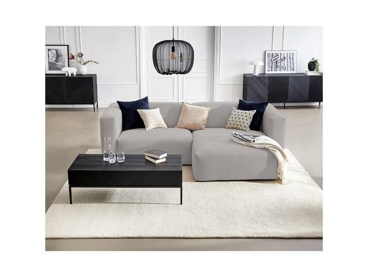 Ecksofa, Grau, 255x160x72 cm, Textil, 3-Sitzer & Rücken Echt & Stoffauswahl