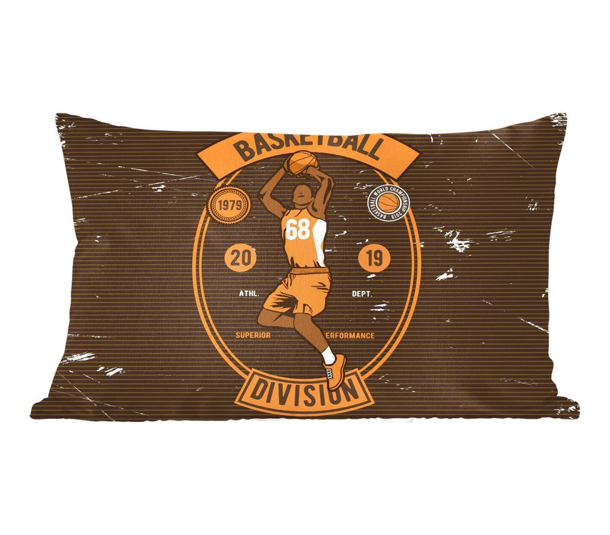 Retro Basketbal Sierkussen Oranje Zwart - 50 x 30 cm