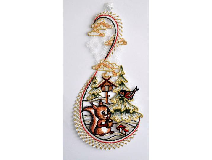 Fensterbild STICKEREIEN PLAUEN Hase im Wald , bunt, B:18cm H:38cm, Polyester, Fensterbilder, Fensterbild