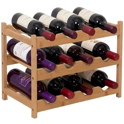 Relaxdays Weinregal aus Bambus Hellbraun