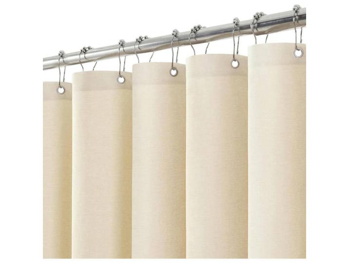 Duschvorhang Leinen 182 x 182 cm Beige, 182x182 cm, Heimtextilien, Badtextilien, Duschvorhänge