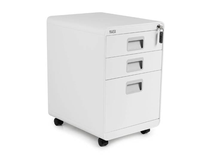 Wheeled cabinet - Yaasa File Cabinet, White - Steel container with wheels