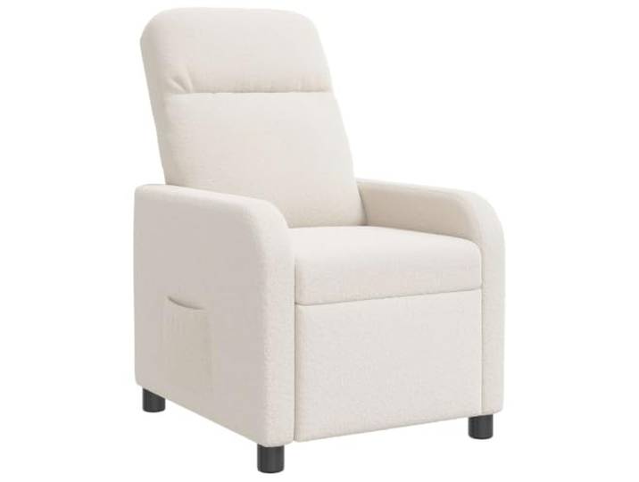 IBUQDDV Liegesessel Creme Bouclé mit Verstellbarer Neigung 115-160 Grad Bouclé-Stoff, Neigung 115-160 Grad, Schaum-Faser-Polsterung, flache Armlehne, stabile Beine, feuchtes Tuch reinigen