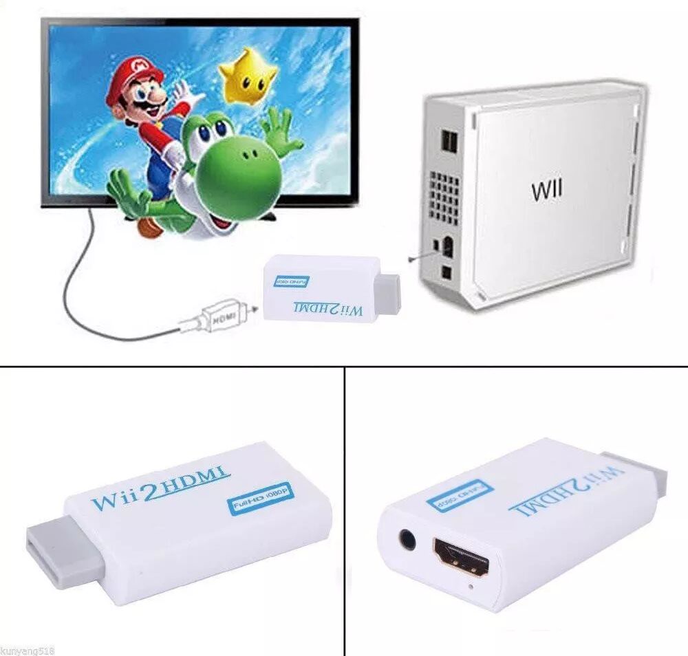 INF Adaptateur HDMI pour Nintendo Wii - Full HD 1080p