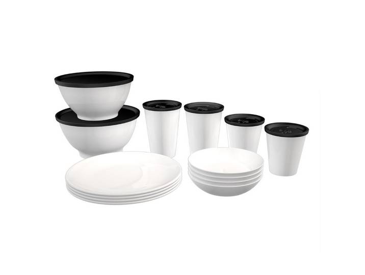 Ornamin Geschirr-Set Kleines Camping-Set, Camping-Geschirr-Set l bruchstabil l leicht l spülmaschinengeeignet