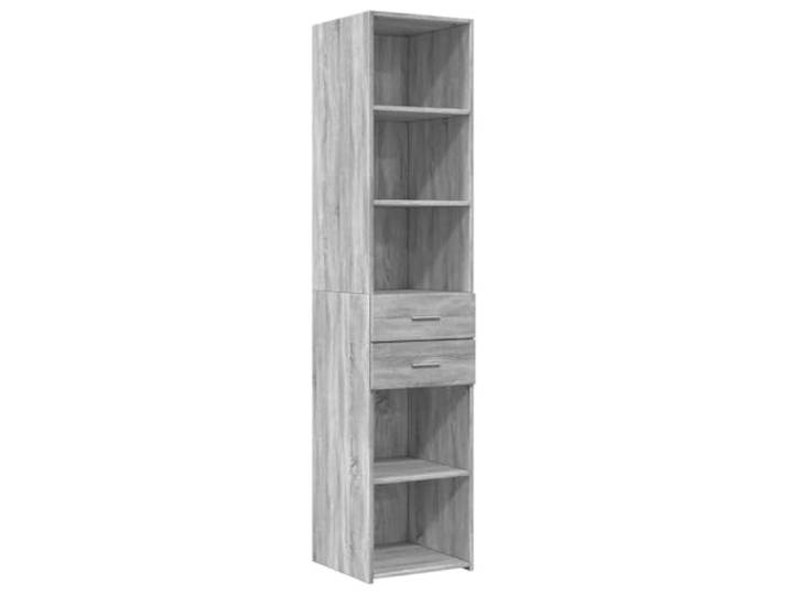 KGHFDVB Highboard Grau Sonoma 40x42,5x185 cm Holzwerkstoff Mit Schubladen, Stauraum für Wohnzimmer, Feuchtigkeitsbeständig, Einfache Reinigung