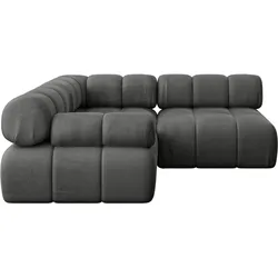ECKSOFA modulares Sofa Mende-L1 - 190x190x70 cm Dunkelgrau Velours