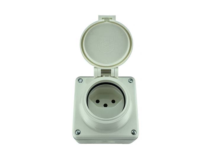 Mica Nass Steckdose 1x Typ 13 Gr.1x1 AP Mica Nass Ip55 weiss