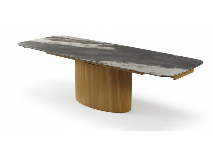 Xlmoebel Säulen-Esstisch Schwarzes Designerbett Luxus Polsterbett Holz Textil Schlafzimmer (Esstisch, 1-St., 1-tlg), Luxuriös, modern, ausziehbar