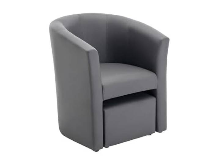 Lounge-Sessel & Hocker - Kunstleder - Grau - JOVANA Pflegeleichtes Kunstleder Besonders gesellige Form