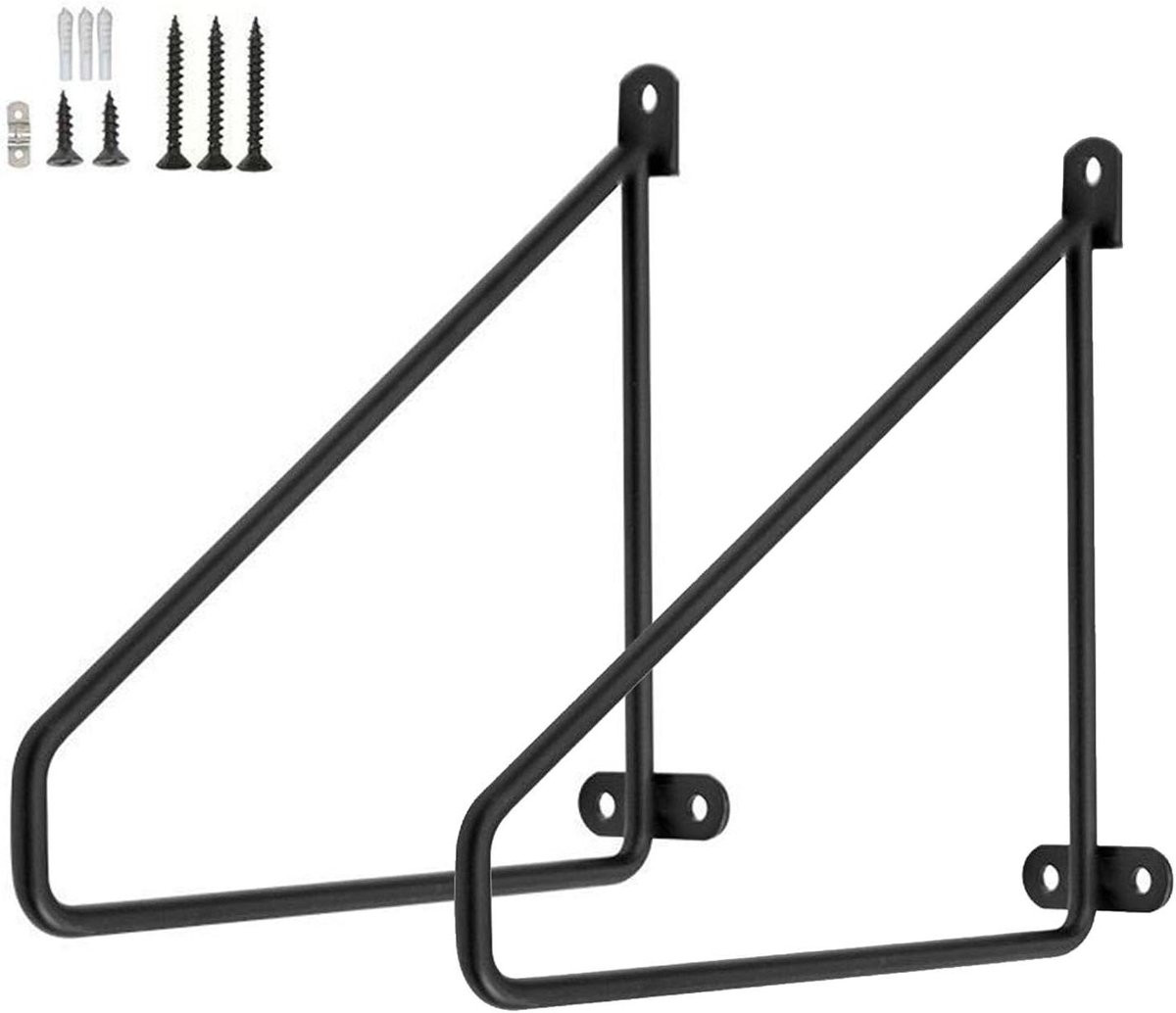 Zwarte metalen wandsteunen voor steunplanken, 25 cm, geschikt voor zware belasting