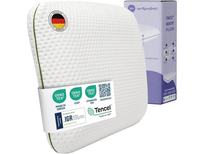Babykissen WOLKENFELD Eron Kinderkissen , weiss (weiß, unifarben), B:40cm H:6cm L:60cm, Modal, Polyester, Dekokissen_Sitzkissen_Kissenhüllen, Babykissen, Weiches und Atmungsaktives Kinderkopfkissen - Natürliches Memory Foam