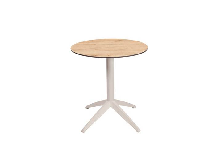 Table pliante Quatro à plateau basculant ronde Ø 70 cm, en polypropylène usage extérieur - Chêne