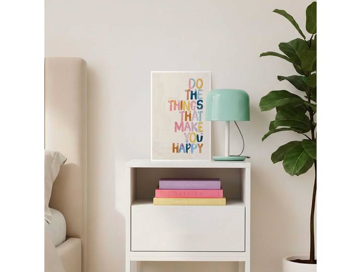 Bild mit Rahmen REINDERS Wähle dein Glück , bunt (farbe bild(er): beige), Bilder, B/H/T: 20cm x 30cm x 1,6cm, Schriftzüge, 1 Stk., MDF, Papier, Bild mit Rahmen, Wohnzimmer - Beige - Papier,MDF - Sprüche - 20x30 cm, B:20cm H:30cm T:1,6cm