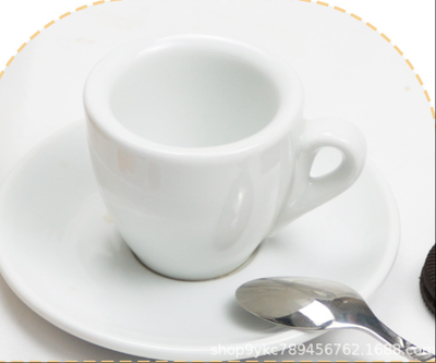 Modern Mode Marketplace NuovaPoint Thick Wall Professional Espresso Cup & Saucer Set Premium Bone China Demitasse white