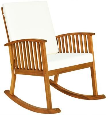 Costway Outdoor Acacia Wood Rocking Chair with Detachable Washable Cushions