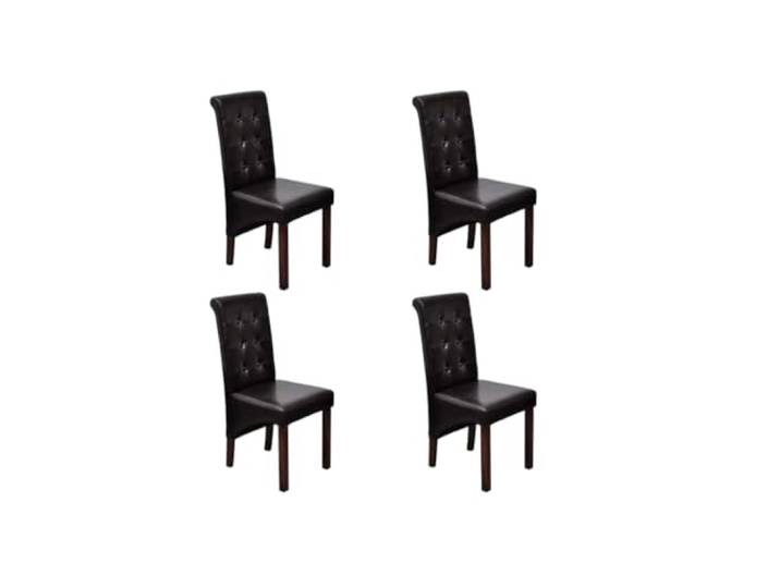 HGPOTUY 4er Set Esszimmerstühle Braun Kunstleder Antik Design, Massivholzbeine, Ergonomisch Geformt, Pflegeleicht, Bis 110 kg Belastbar