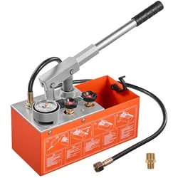 VEVOR Hydraulische Abdrückpumpe Druckprüfpumpe 6,06 L 0-30 bar Doppelventil, Handdruckpumpe mit Manometer und Tank, für Rohrleitungen, Wasserleitungen, Heizungen, Druck- und Leckprüfung