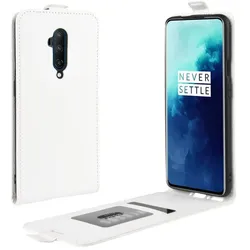 Flip Case Handyhülle für OnePlus 7 Pro Vertikal Schutzhülle Tasche Cover Weiß Bumper Smartphone Kartensteckplatz-Kreditkarte-Geldscheine EC-Karte Bank-Karte