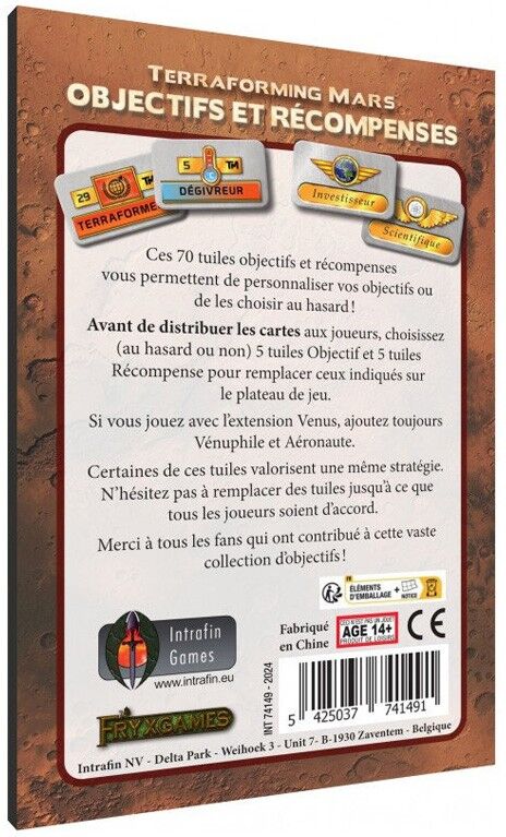 Fryxgames Terraforming Mars - Extension Objectifs et Récompenses