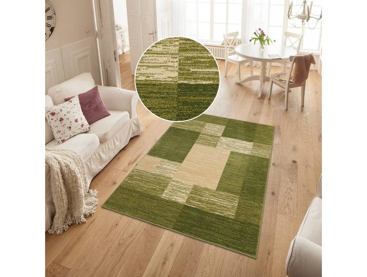 Teppich GOODPRODUCT Melvin Gr. 4, grün, B:160cm H:8mm L:230cm, Kunstfaser, Teppiche, Teppich, schön weich, Kurzflor Teppich Karo-Muster, Wohnzimmer, Esszimmer