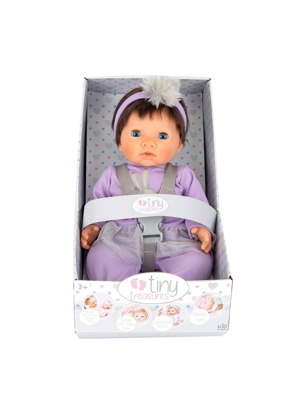 Tiny Treasures Dark Hair Baby Doll Purple Outfit