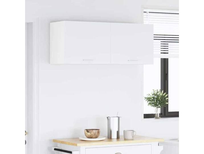 Ensemble de 2 armoires suspendues de cuisine - ELORAN - Bois d'ingénierie - Blanc - 1 porte - 2 étagères 99037