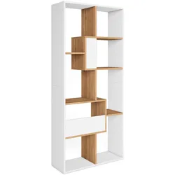 REGAL Bibliothek, Weiß und Eiche, 67/31/162cm