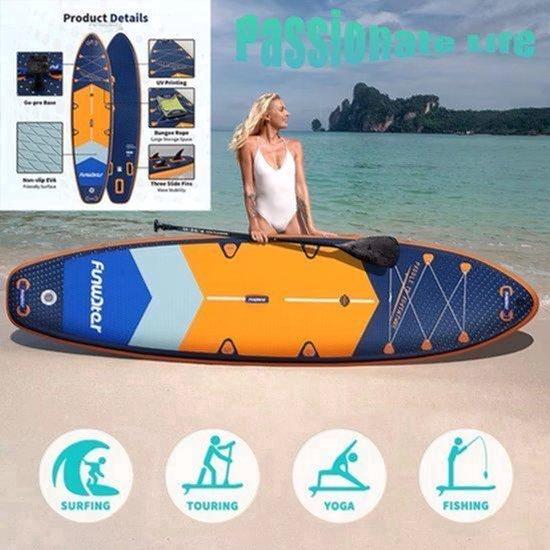 Aufblasbares SUP-Board, 350x90x15 cm - Ultraleichtes PVC - Rutschfeste Oberfläche für Yoga, Angeln, Surfen - Paddleboard für Erwachsene