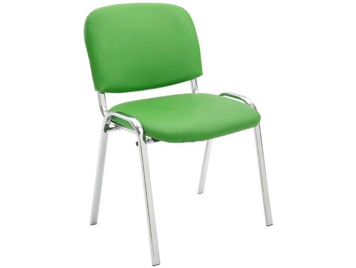 Chaise visiteur empilable zone d attente en PVC vert pietement a 4 pieds en metal chrome 10_0003362