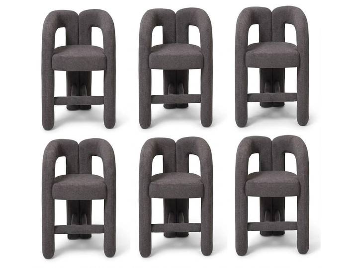 Xlmoebel Barhocker Moderne graue Barstühle aus Stoff im skulpturalen Design, Made in Europa