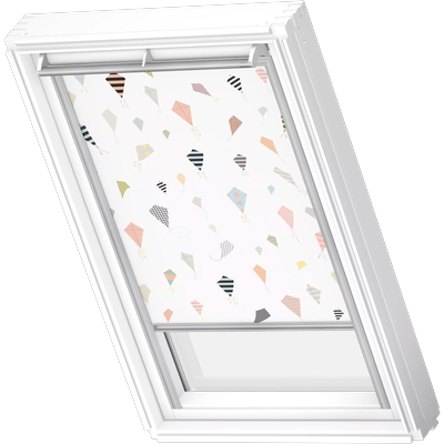 Verdunklungsrollo VELUX "DKL 4667S, Motiv: Kids Drachen", bunt (kids drachen, alufarben), P04, stufenlos positionierbar, Polyester, Rollos, Verdunklungsrollo, alufarbene Führungsschienen & Griffleiste