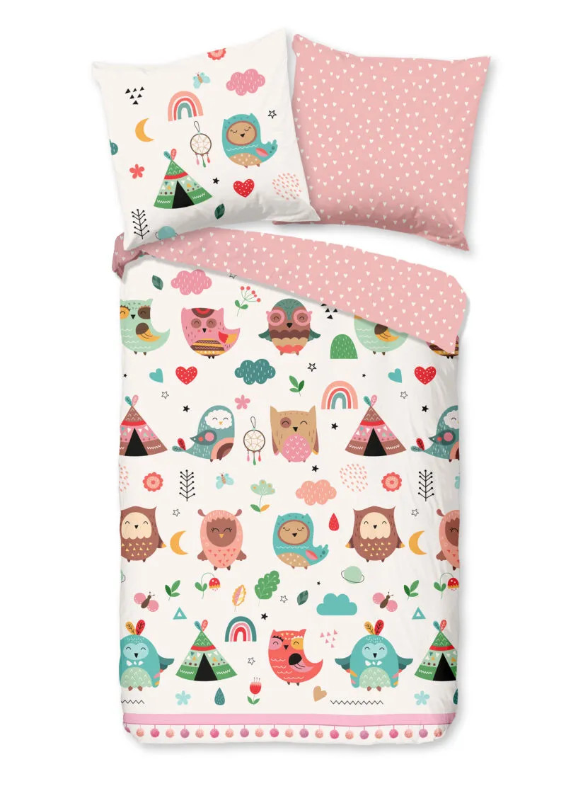 Good Morning Kinderdekbedovertrek Uilen in Boho Thema - Multi - 135 x 200 cm - Katoen